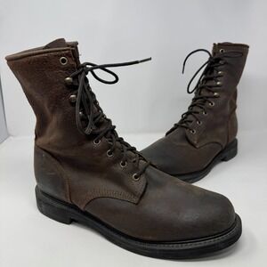 Justin Brown Leather Work Boots Style 0472 Made In USA Men's Size 10.5 EE